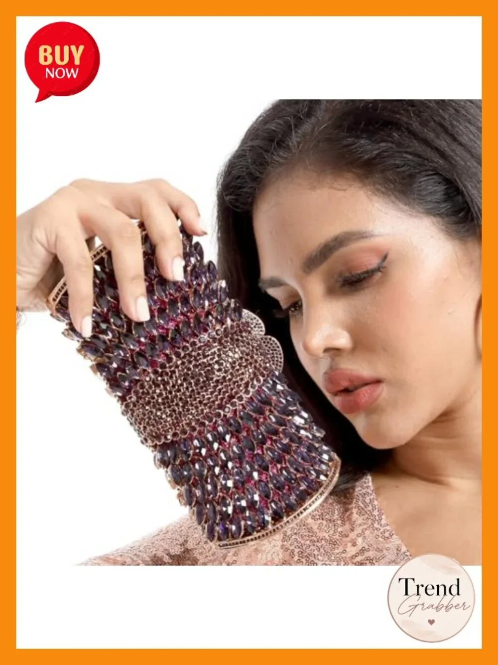 Crystal Clutch Purse - Evening Bags with Spikes, Wedding Party, Rhinestone